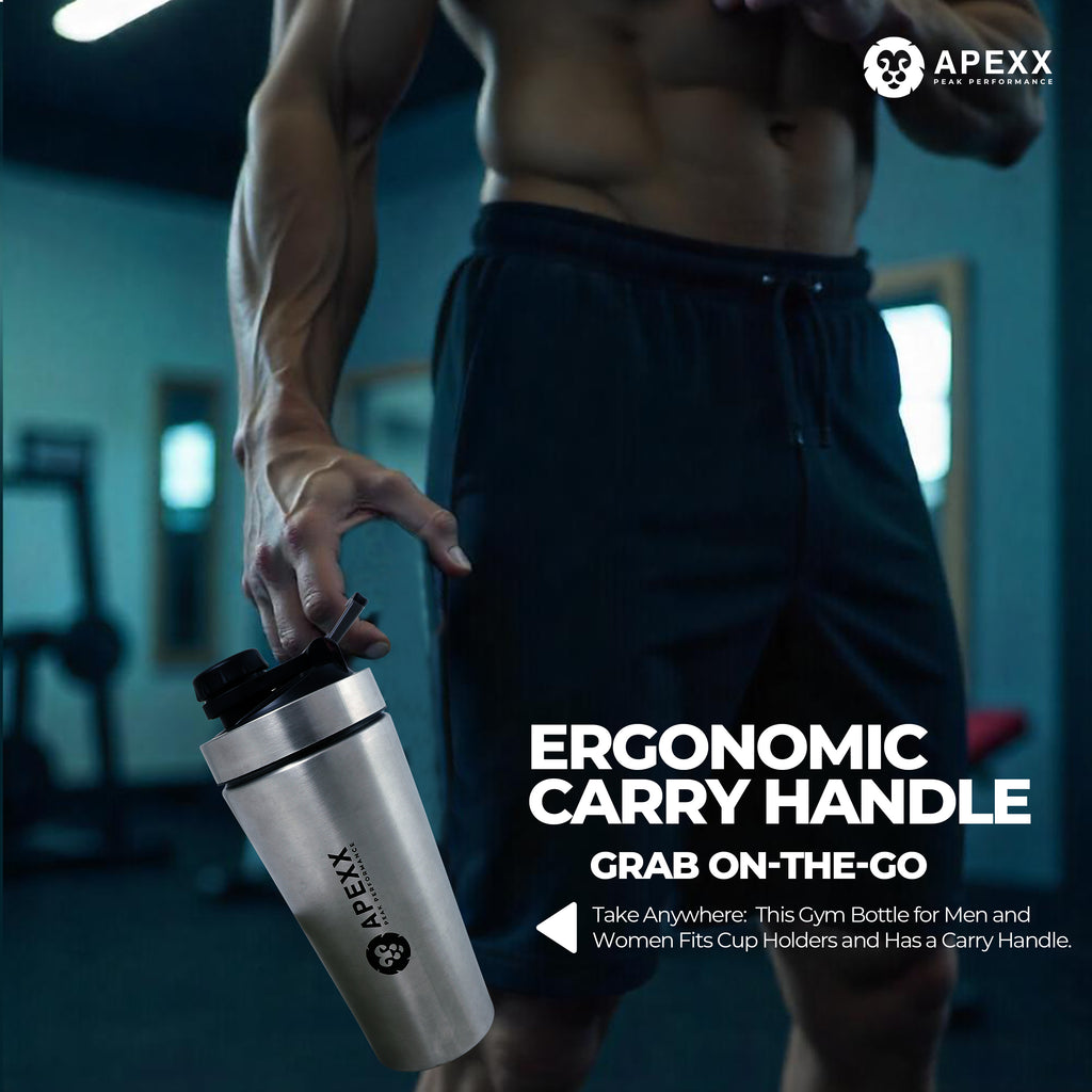 Apexx Steel Protein Shaker Bottle - 750ML